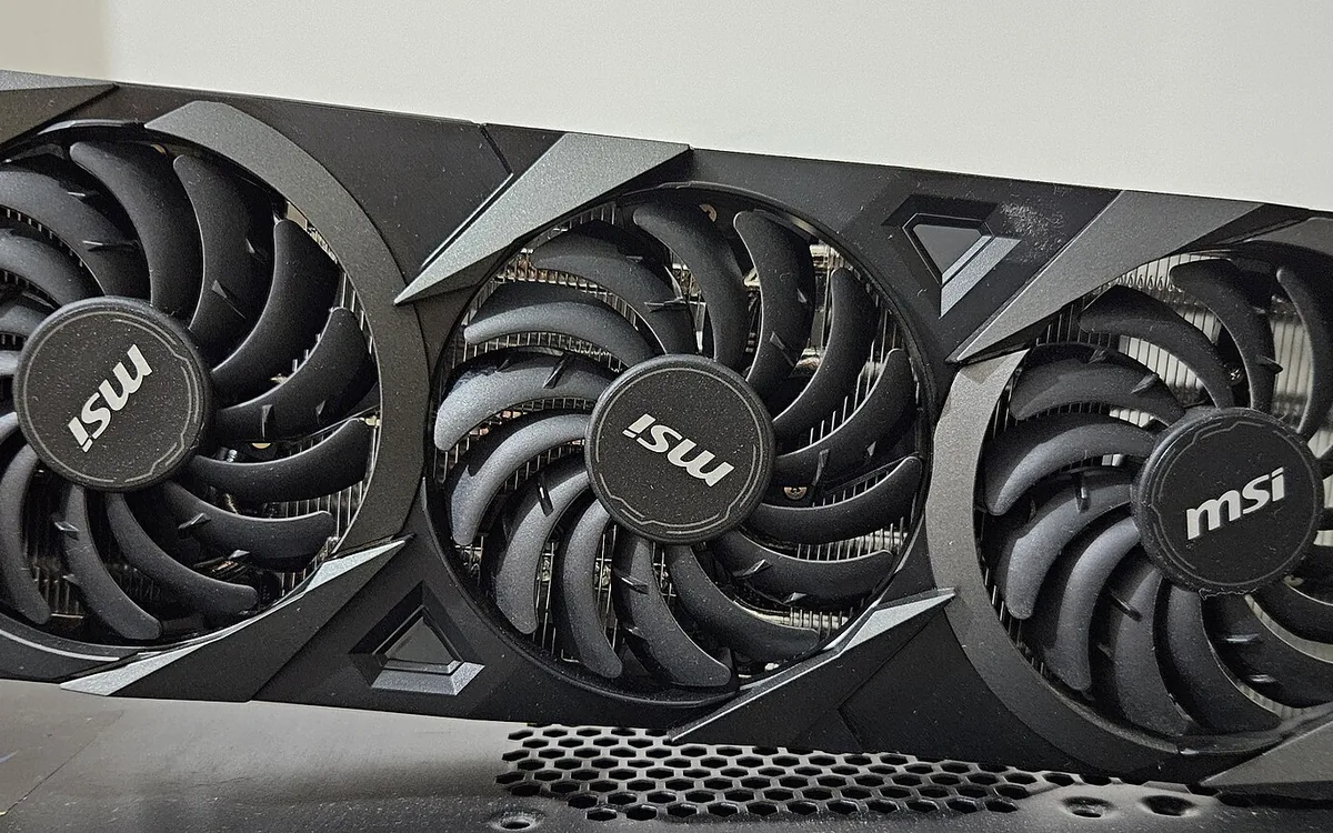 A triple-fan MSI GeForce RTX 3070 graphics card