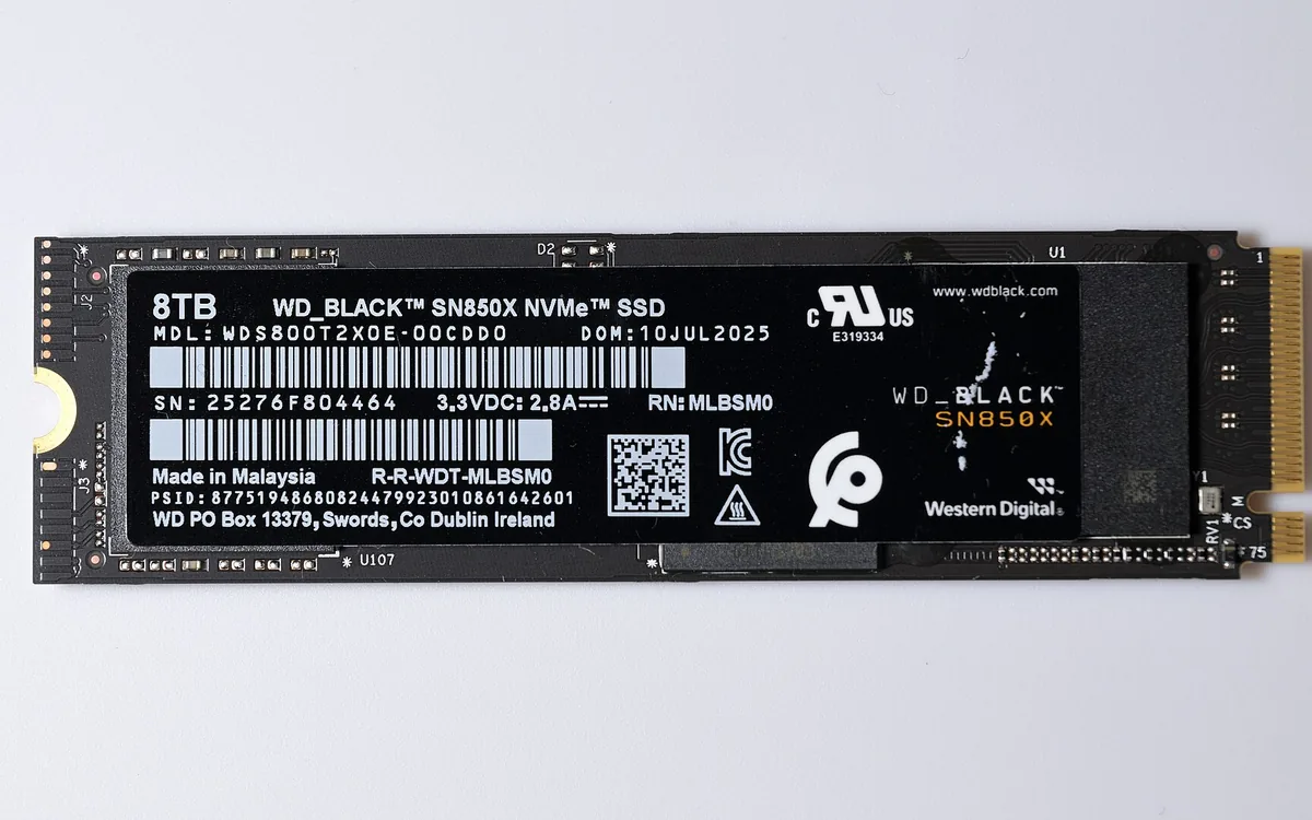 A Western Digital Black SN850X NVMe solid state drive